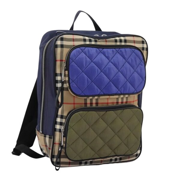 BURBERRY Nova Check Backpack Nylon Blue Auth 112539V - Picture 1 of 16